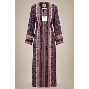 Alicia Bell NWT S Floral Stripe Maxi Dress‎ Boho Metallic Lurex Ethereal Luxe